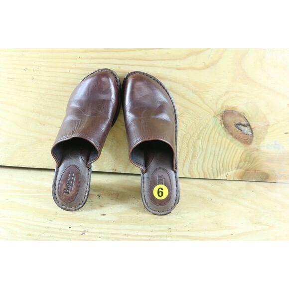 New Born Shoes Womens Sz 9 Brown Soft Leather 39 Mules Clogs Wedge Slip Ons - Picture 8 of 11